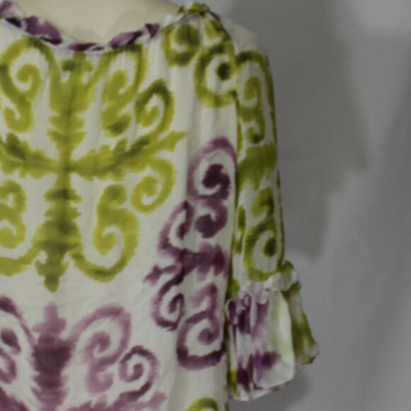 Milly  silk lined  Roll Tab Three Quarter Ruffle Sleeve Blouse boho White size 8 - Picture 4 of 7